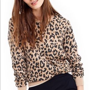 J Crew Merino Wool Crewneck in Leopard